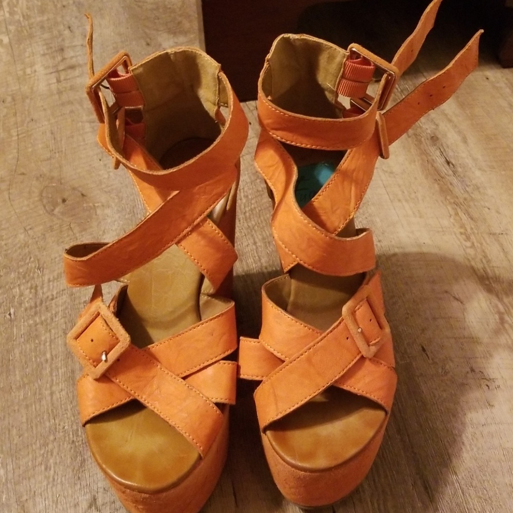 Orange Platform Wedges